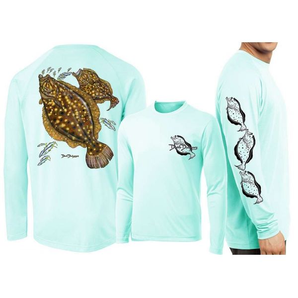 David Dunleavy DMW8015 Flounder Long Sleeve Tee - Seagrass - Small