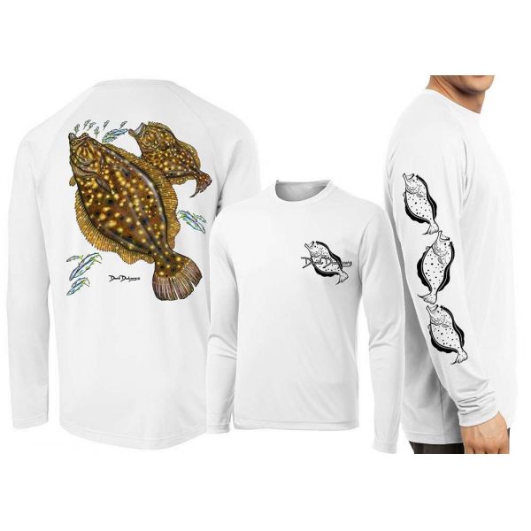 David Dunleavy DMW8015 Flounder Long Sleeve Tee - White - Size Small