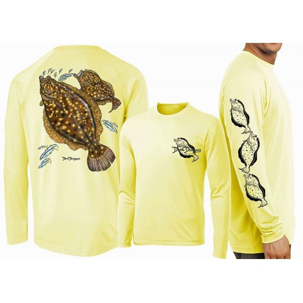 David Dunleavy DMW8015 Flounder Long Sleeve Tee - Yellow - Size Small