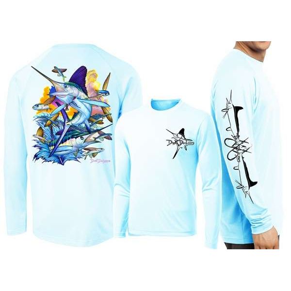 David Dunleavy White Marlin L/S Tee - Arctic Blue - Large