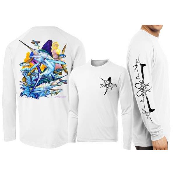 David Dunleavy DMW8032 White Marlin Long Sleeve Tee - White - Medium