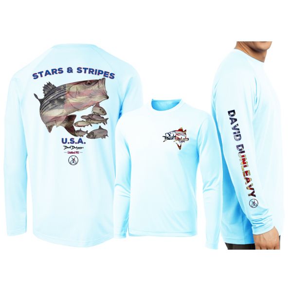 David Dunleavy Stars & Stripes Long Sleeve Shirt - Arctic Blue - 3XL