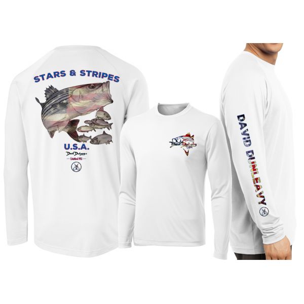 David Dunleavy Stars & Stripes Long Sleeve Shirt - White - 2XL