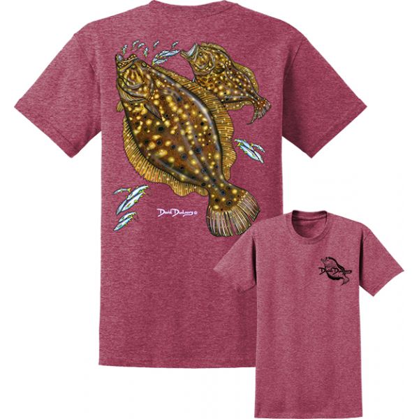 David Dunleavy Flounder T-Shirt - Heathered Cardinal - 3X-Large