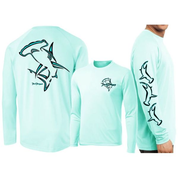 David Dunleavy Hammerhead Deco Long Sleeve Shirt - Seagrass - 2XL