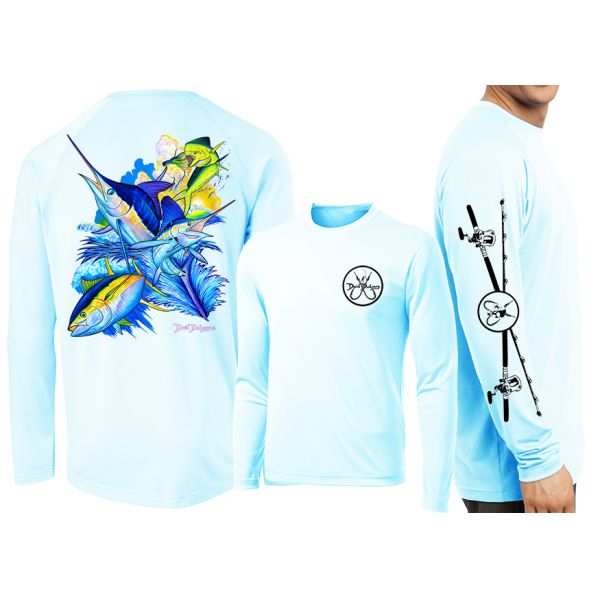 David Dunleavy Off Shore Slam Long Sleeve Shirt - Arctic Blue - 3X-Large