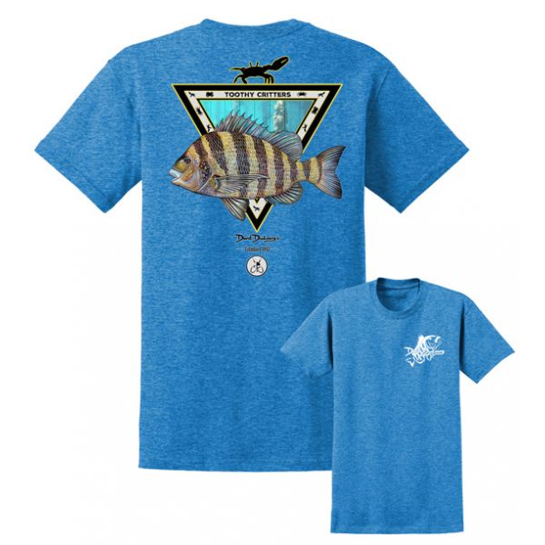 David Dunleavy Sheepshead Toothy Critters T-Shirt - Heathered Sapphire