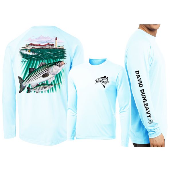 David Dunleavy Striper/Lighthouse Long Sleeve Shirt - Arctic Blue - 2X-Large