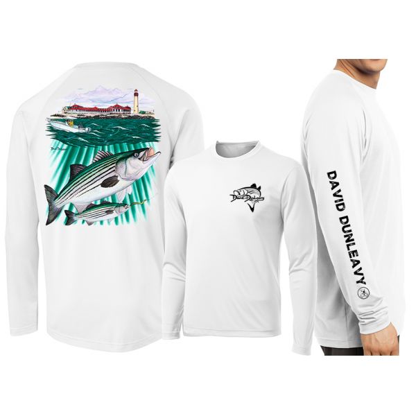 David Dunleavy Striper/Lighthouse Long Sleeve Shirt - White - 3X-Large