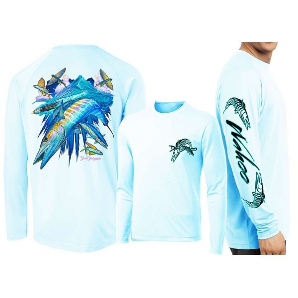 David Dunleavy Wahoo L/S T-Shirt - Arctic Blue - Large