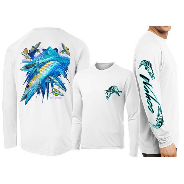 David Dunleavy Wahoo L/S T-Shirt - White - Large