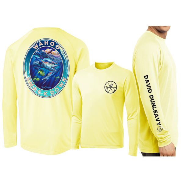 David Dunleavy Wahoo Smackdown Long Sleeve Shirt - Yellow - 3X-Large