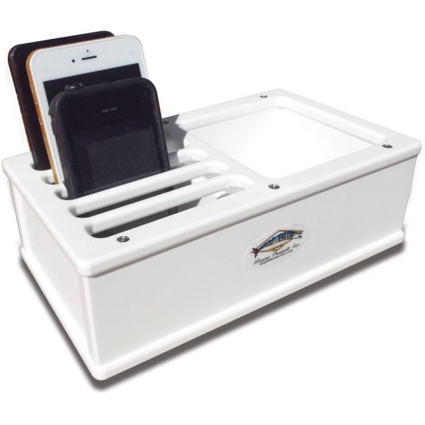 Deep Blue Cell Phone Storage Box - White