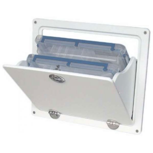 Deep Blue FMT-2 Tilt-Out Tackle Storage w/ 2 Plano Boxes White