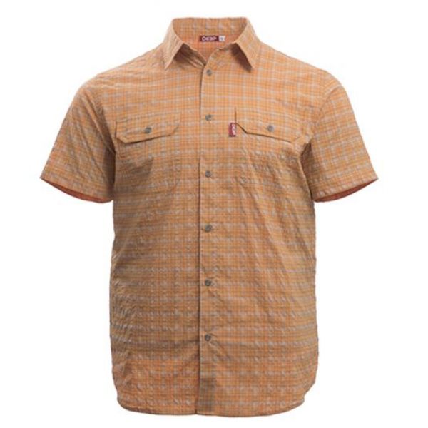 Deep Ocean Short Sleeve Plaid Shirt - Orange - 2XL