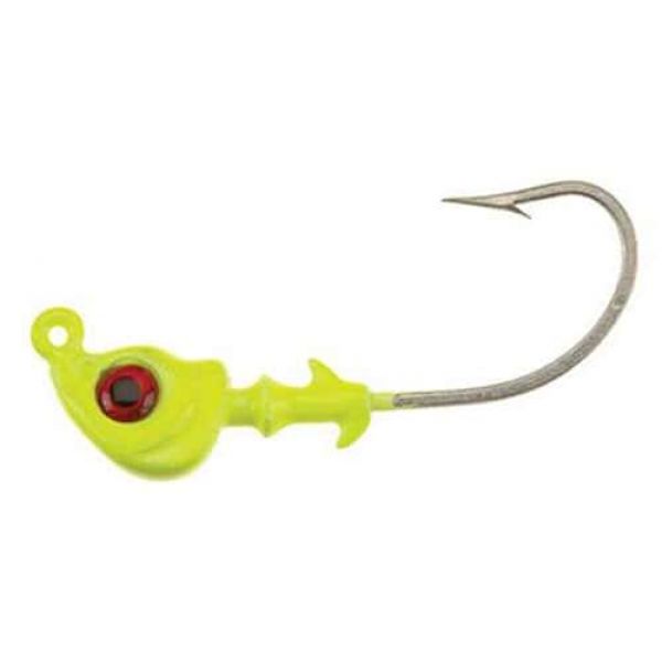 DOA C.A.L. Jig Heads Long Shank 1oz 3 Pack 420 Chartreuse-Red Eye