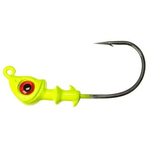 DOA C.A.L. Jig Heads 1/16oz 3 Pack 420 Chartreuse-Red Eye