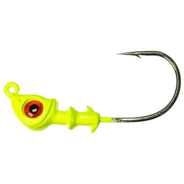 DOA C.A.L. Jig Heads 1/4oz 3 Pack 420 Chartreuse-Red Eye