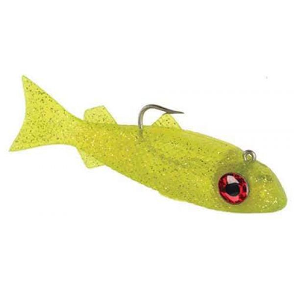 DOA Swimming Mullet Red Eye 318 Chartreuse/Silver Glitter