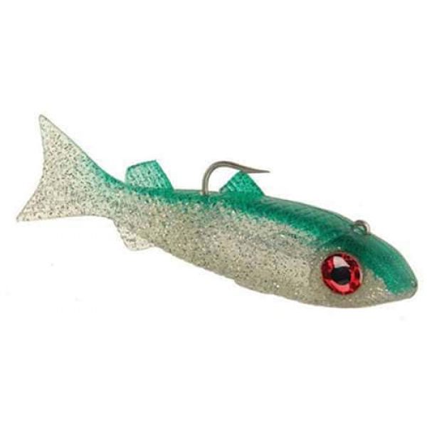 DOA Swimming Mullet Red Eye 338 Near Clear/Silver Glitter/Green Back