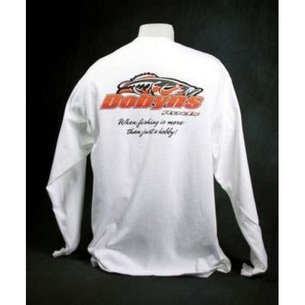 Dobyns Rods Fish Logo Long Sleeve T-Shirt - White - Large