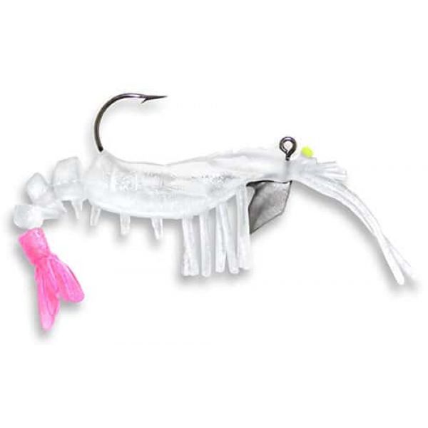 Egret Baits E-VSG35 Vudu Glow Shrimp Lure Ghost/Pink Tail