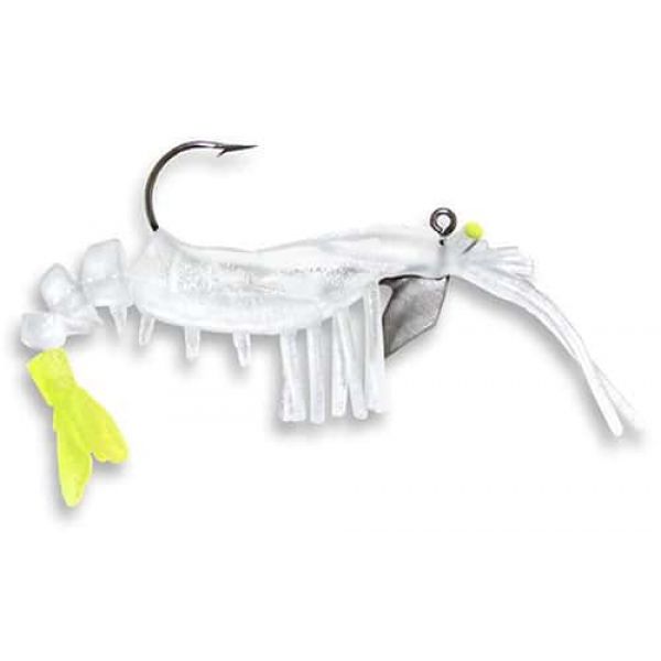 Egret Baits E-VSG35 Vudu Glow Shrimp Lure Ghost/Chart Tail