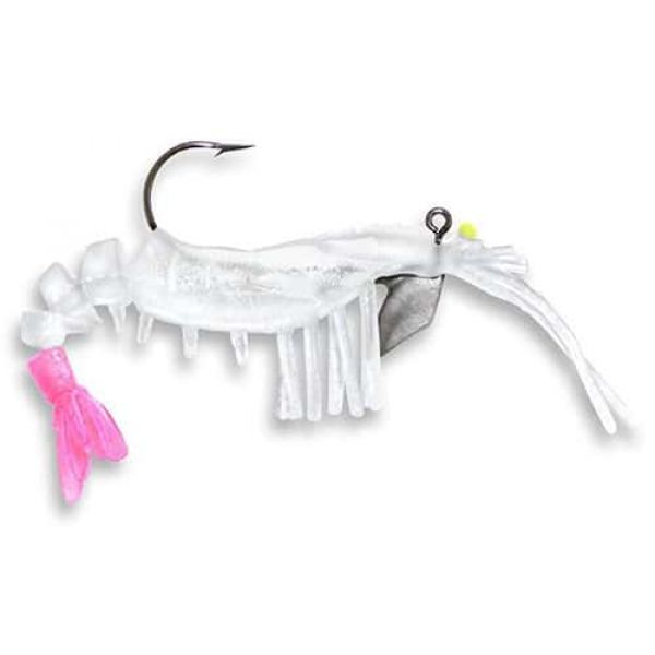 Egret Baits E-VSG40 Vudu Glow Shrimp Lure Ghost/Pink Tail