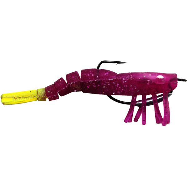 Egret Baits Vudu Weedless Shrimp - 3.5in - Purple/Chartreuse