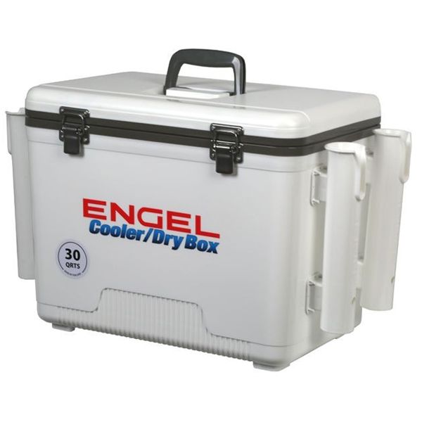 Engel UC-30-RH Cooler/Dry Box 30Qt White with Rod Holders