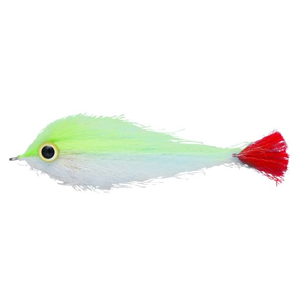 Enrico Puglisi Big Eyes Red Tail Saltwater Fly - Chartreuse/White - #6/0