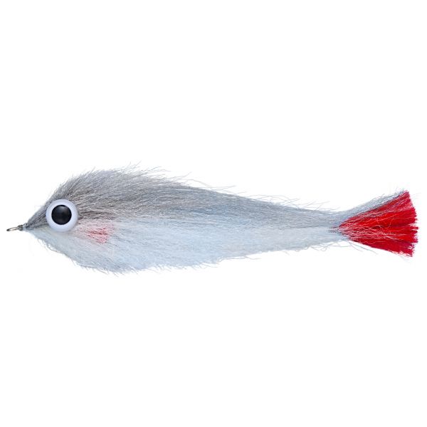 Enrico Puglisi Big Eyes Red Tail Saltwater Fly - Grey/White - #6/0