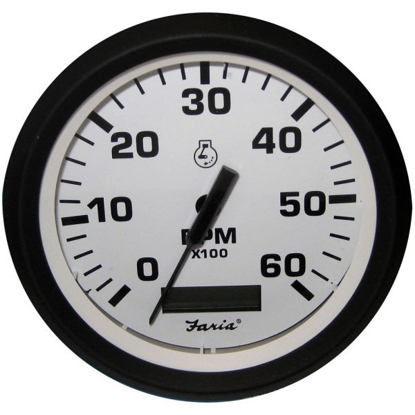 Faria 32932 Euro White 4in Tachometer w/ Hourmeter - 6000 RPM