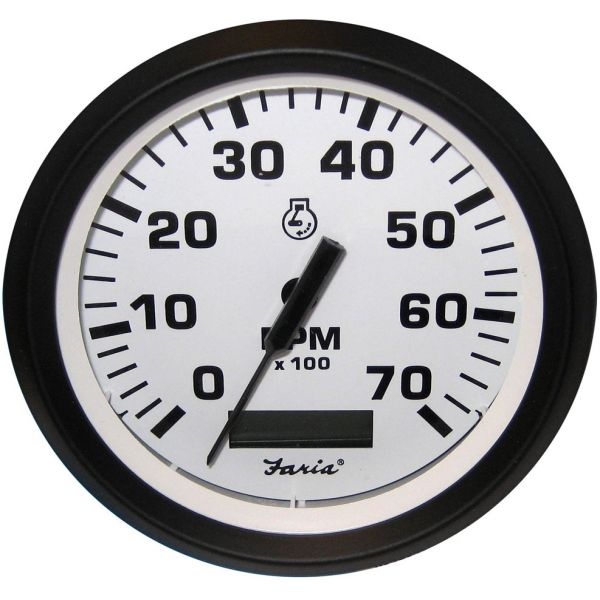 Faria 32940 Euro White 4in Tachometer w/ Hourmeter - 7000 RPM