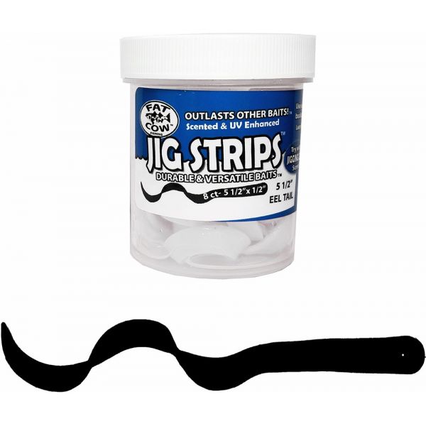 Fat Cow Fishing Jig Strips Eel Tail - 5 1/2 in. - Black