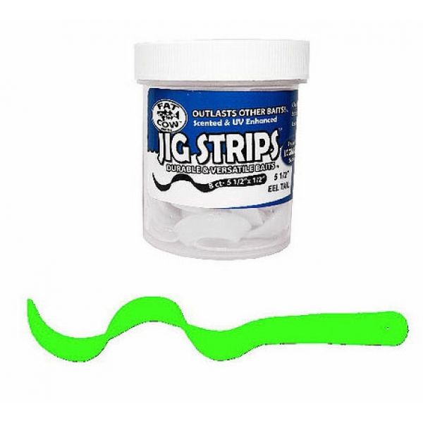 Fat Cow Fishing Jig Strips Eel Tail - 5 1/2 in. - Chartreuse