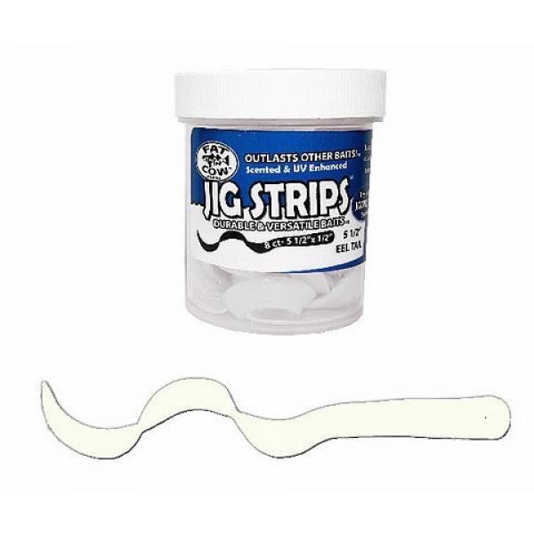 Fat Cow Fishing Jig Strips Eel Tail - 5 1/2 in. - Ghost White