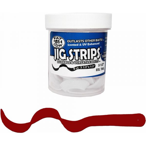 Fat Cow Fishing Jig Strips Eel Tail - 5 1/2 in. - Blood Red