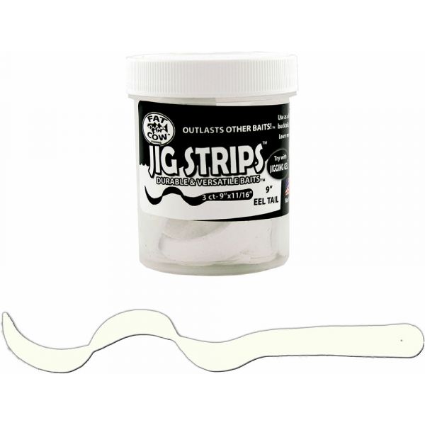 Fat Cow Fishing Jig Strips Eel Tail - 9 in. - Ghost White