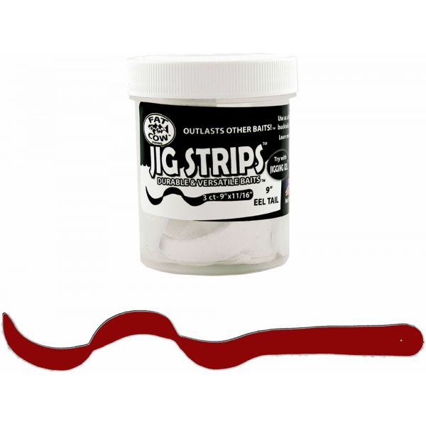 Fat Cow Fishing Jig Strips Eel Tail - 9 in. - Blood Red