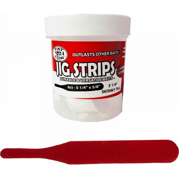 Fat Cow Fishing Jig Strips - Skinny Tail - Red