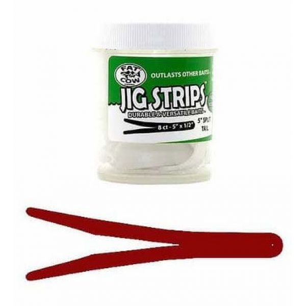 Fat Cow Fishing Jig Strips - Split Tail - 5in - Red