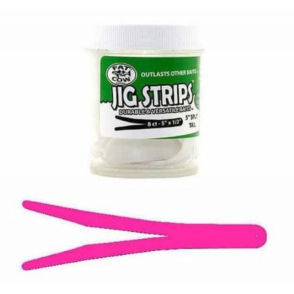 Fat Cow Fishing Jig Strips - Split Tail - 5in - Hot Bubblegum