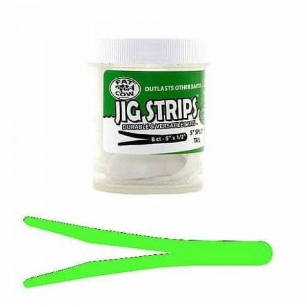 Fat Cow Fishing Jig Strips - Split Tail - 5in - Chartreuse