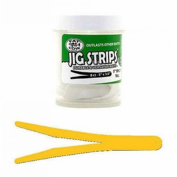 Fat Cow Fishing Jig Strips - Split Tail - 5in - Yellow