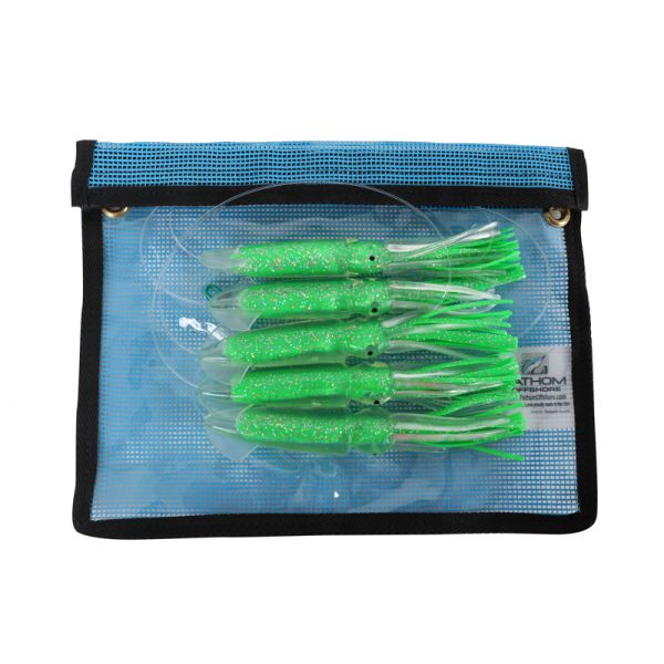 Fathom Offshore Squid Chain 6 in. - Fluorescent Green with Holo Fleck