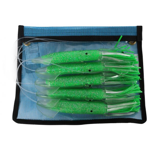 Fathom Offshore Squid Chain 9 in. - Fluorescent Green with Holo Fleck