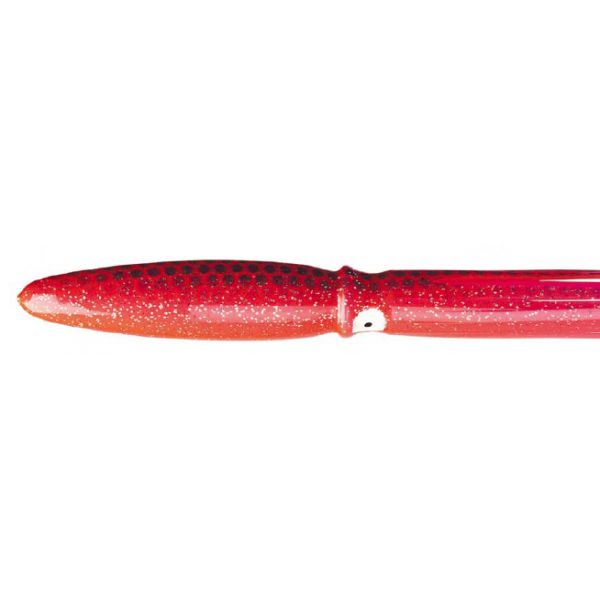 Fathom Offshore ST30 Bulb Squid 8in - Flo Red with Blue Dots