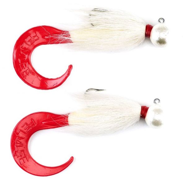 Felmlee Lures Sinking Bass Curltail - 2oz - White/Red