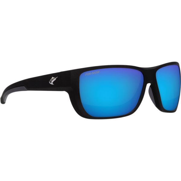 Fin-Nor 12/0 Sunglasses - Matte Black Frame/Blue Mirror Glass Lens